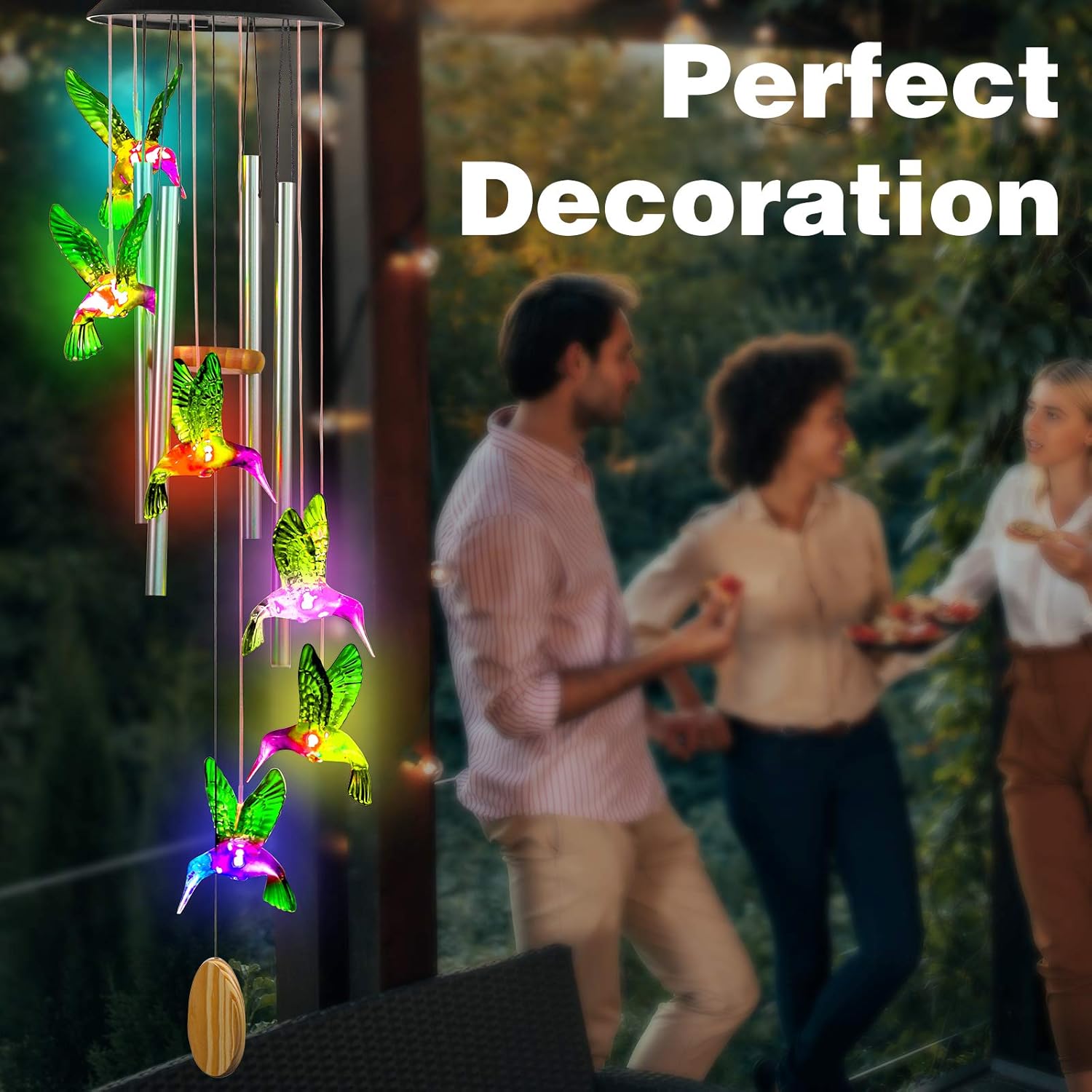 DesGully Wind Chimes, Hummingbird Solar Wind Chimes for Outside, Aluminum Tubes Memorial Wind Bell for Garden/Patio Decor Thanksgiving Gifts for Mom, Wife, Grandma Neighbors(25 Inch Deep Tone) : Garden & Outdoor