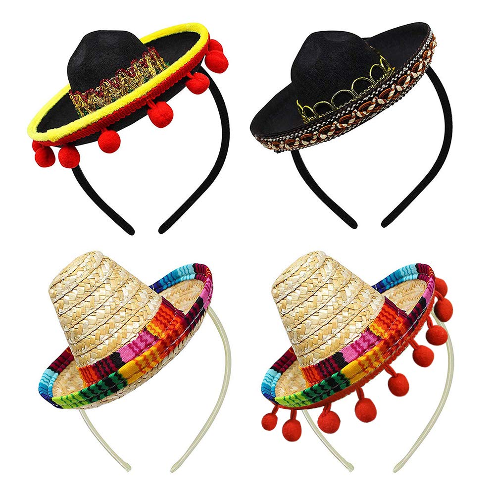 Buy 4 Pieces Mini Mexican Sombrero Hats Cute Straw Sombreros Mini Fun Fiesta Straw Hat for