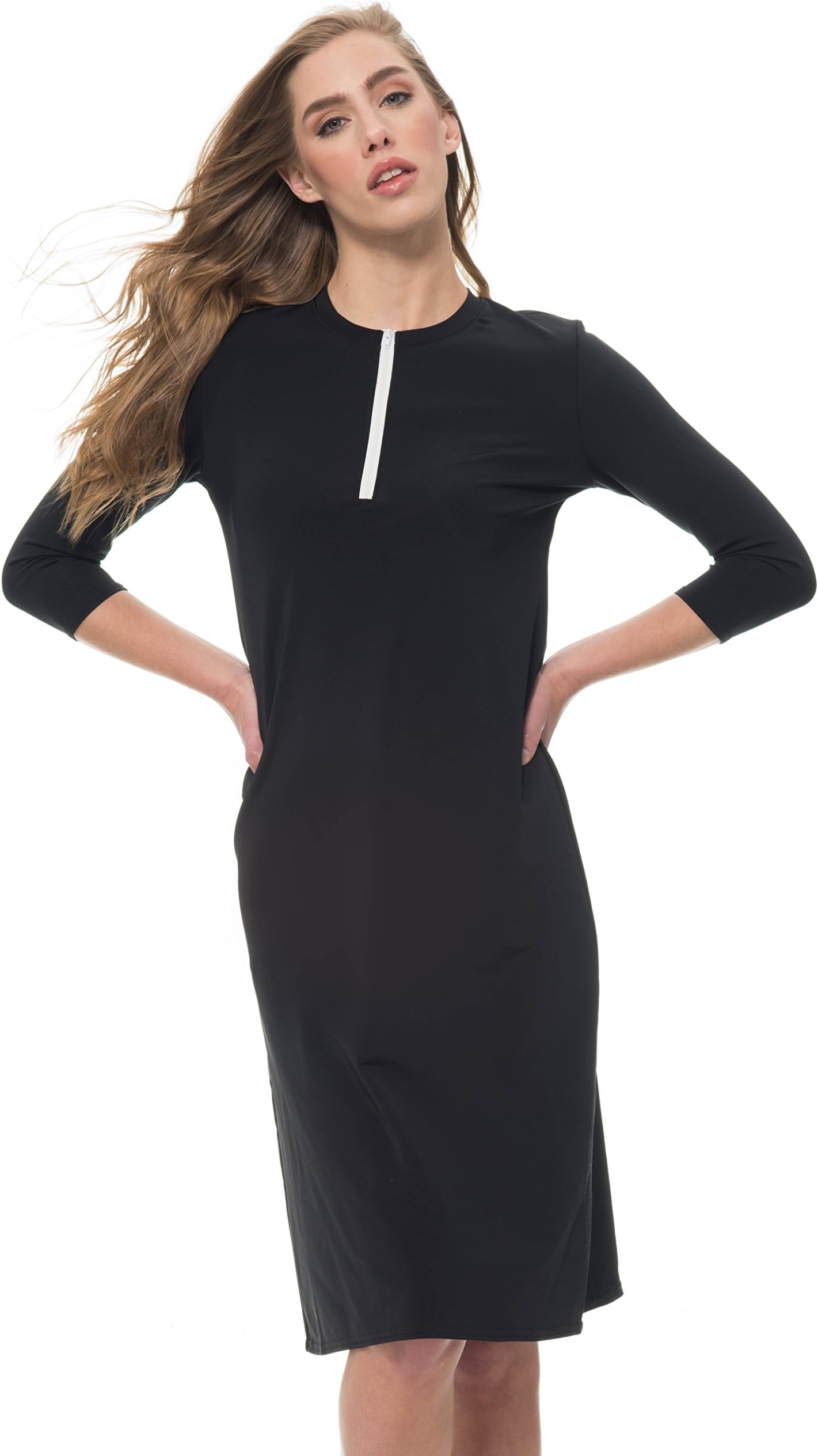Undercover WaterwearWomen’s Half Zip Swim Dress- UV Protection Cover Up- Plus