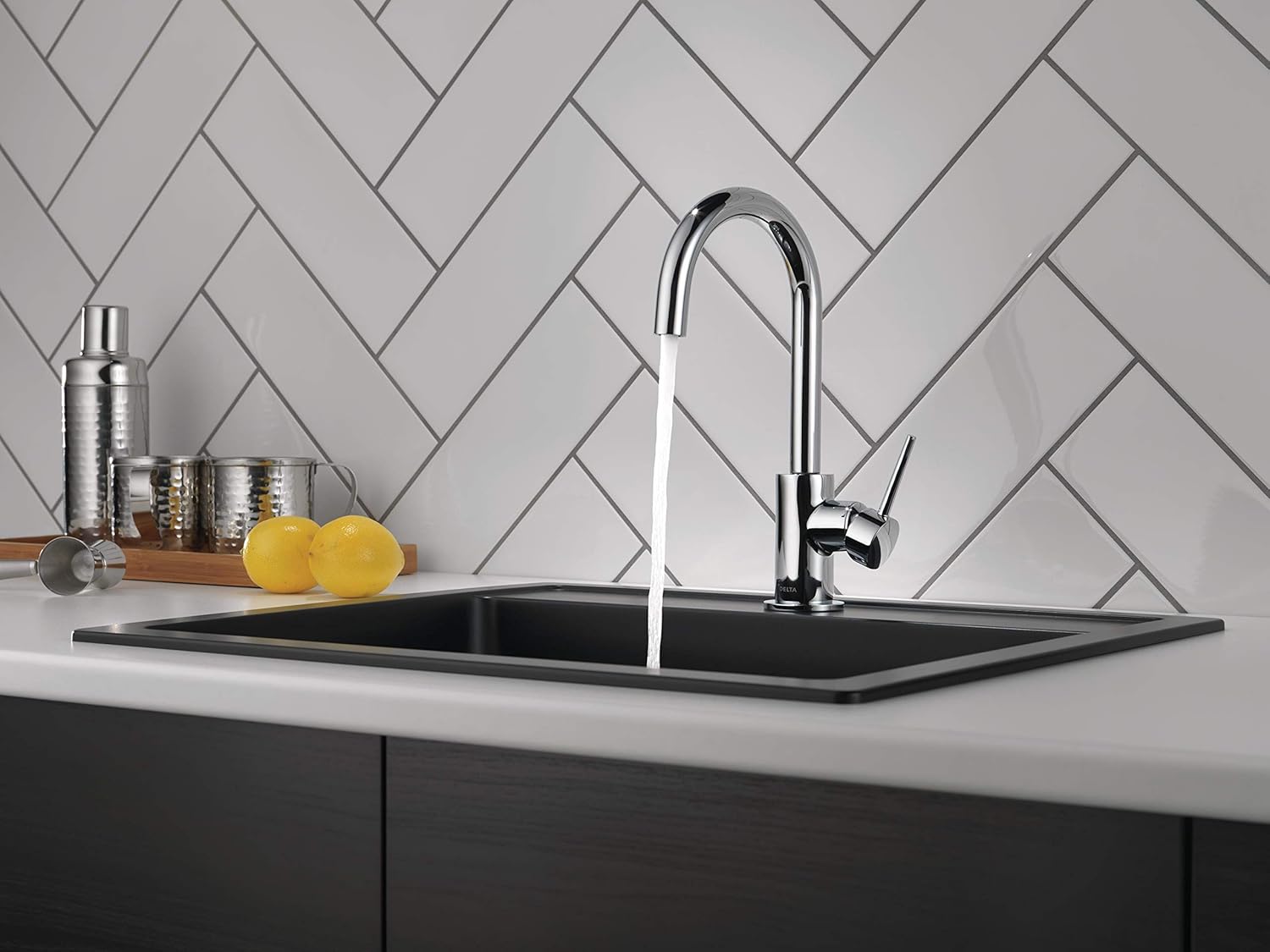 Delta Faucet Trinsic Single-Handle Bar-Prep Kitchen Sink Faucet, Arctic Stainless 1959LF-AR - - 