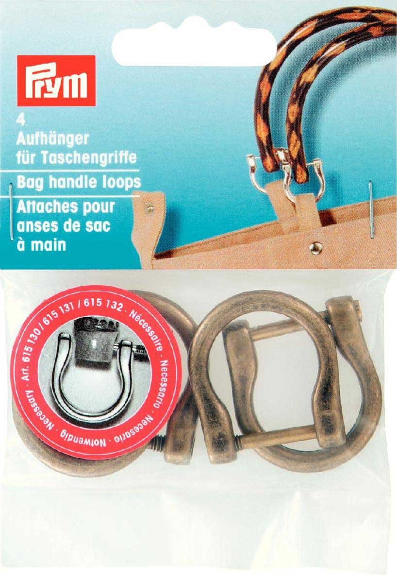 Prym - Old Brass (18mm) Bag Handle Loops - 4 Pieces