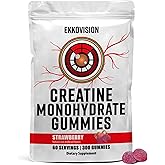 Ekkovision Creatine Monohydrate Gummies for Men and Women, Orange Citrus Flavor, Sugar Free Creatine Gummies for Pre Workout, Muscle Strength and Recovery, Vegan & Travel Friendly, 300 Ct, 60 Servings