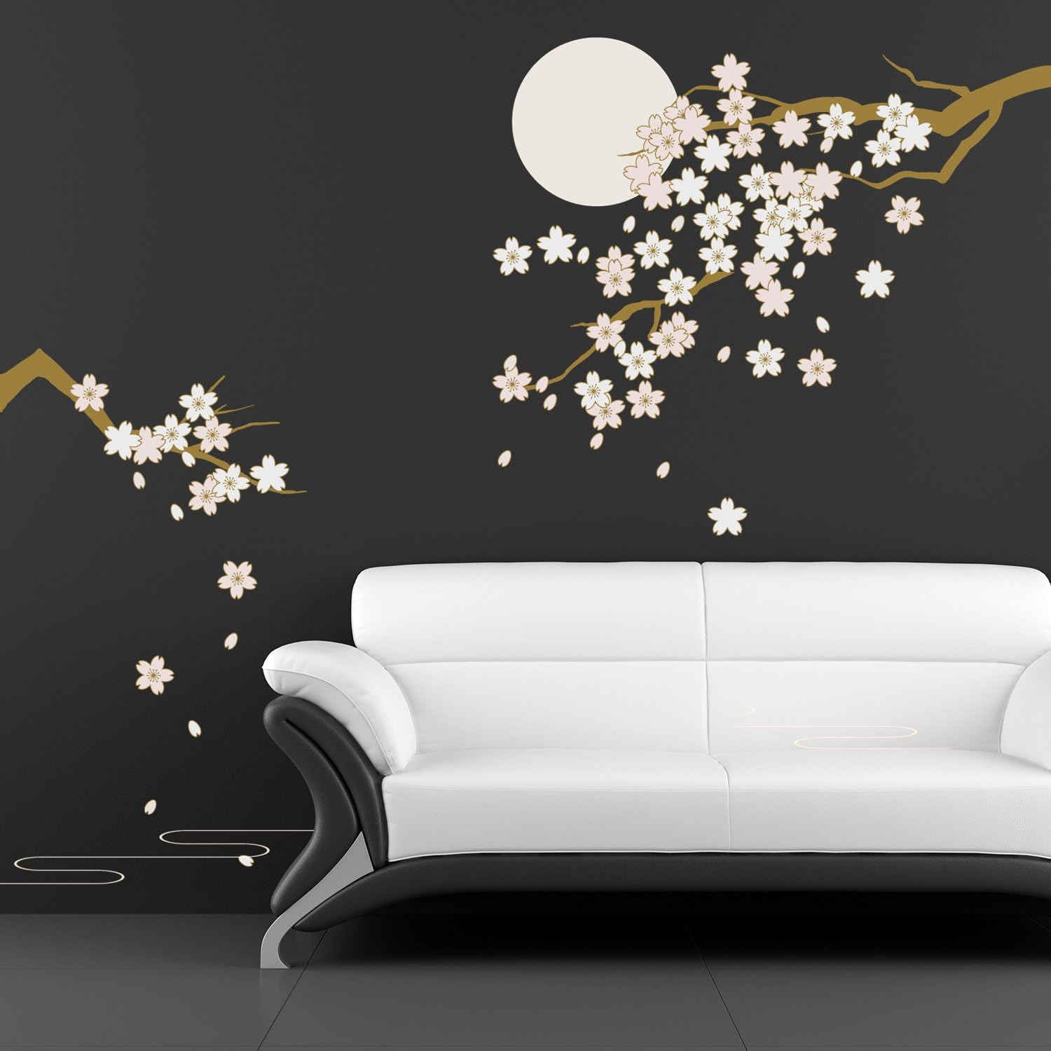 Walplus Cherry Blossom Under Moonlight Mural Art Decals Home Decoration DIY Living Bedroom Office Décor Kids Room Gift Removable Self-Adhesive Wall Sticker - Image 3