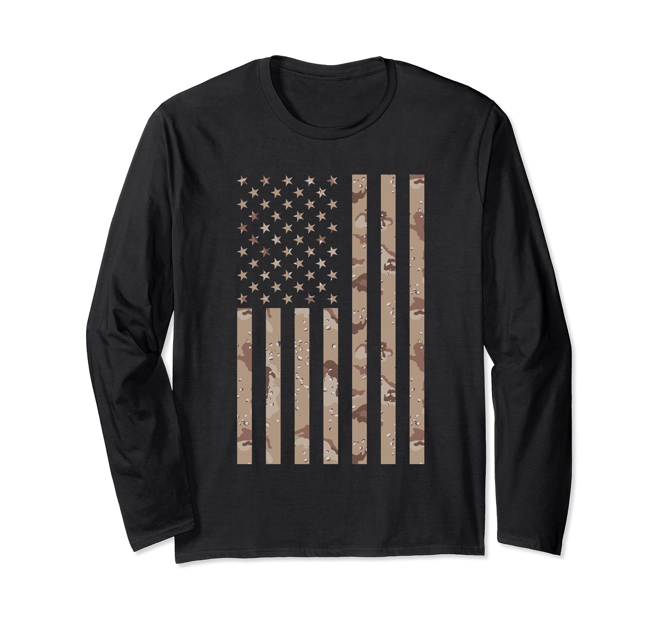 Desert Camo American Flag July 4 Memorial Day Veterans Long Sleeve T-Shirt