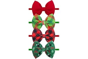 YanJie Christmas Baby Girls Headbands Newborns Bows Santa Printed Nylon Headband Red Green Hair Bows for Girls Handmade Newborn Hairbands Cheer Bow Christmas Gift