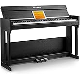 Donner DDP-90 Digital Piano 88 Key Weighted Keyboard Piano, Beginner Electric Piano Keyboard with Cover, Three Pedals, USB MI
