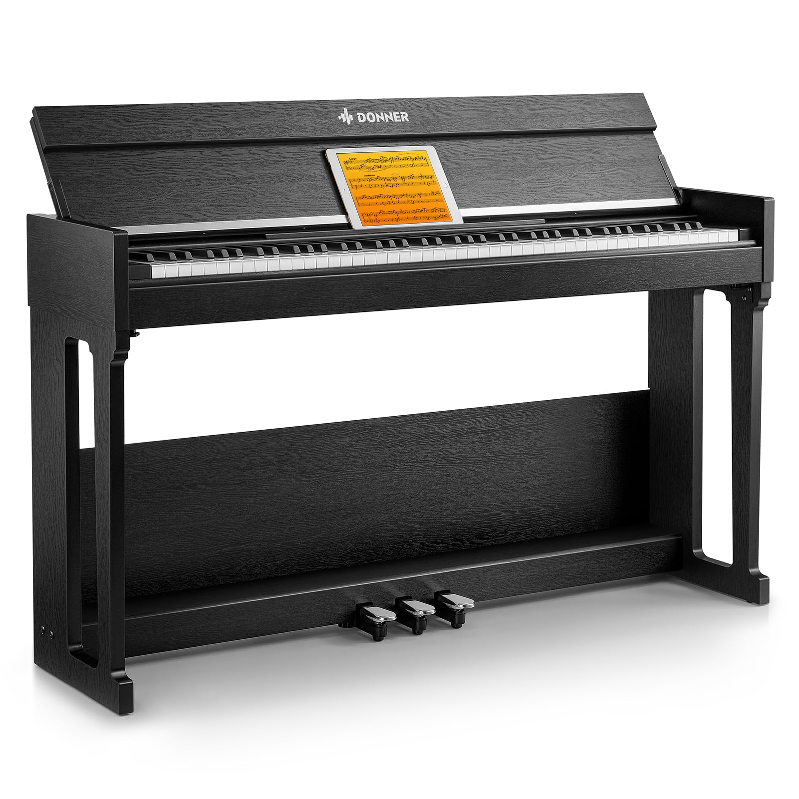 Donner DDP-90 Digital Piano 88 Key Weighted Keyboard Piano, Beginner Electric Piano Keyboard with Cover, Three Pedals, USB MIDI Connecting and Audio Output, Premium Satin Black