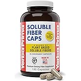 Yerba Prima Soluble Fiber Formula Capsules, 180 Count - Premium Dietary Fiber Supplement, Natural, Concentrated Soluble Fiber, Gluten Free, Non-GMO, Made in USA