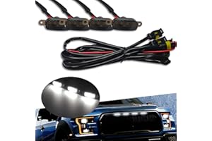 MLAHUIER 4PCS LED Grill Lights, Car Front Grill Bumper Trim Lamps, Bright Amber LED Grill Lights with Wiring Harness, Compati