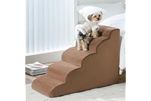LEXTRO Dog Stairs for High Beds, 5-Steps Dog Steps for High Bed, Pet Stairs with Highly Supportive Foam and Non-Slip Bottom, Dog Stairs for Large Dogs and Medium Dogs (High 22.6 Inch)