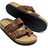 TF STAR Sandals Women, Womens Sandals with Arch Support, Cross Strap Toe Ring Slide Sandals, Cushion Comfort Cork Footbed Casual Flat Slippers