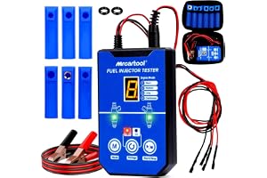 MRCARTOOL Fuel Injector Tester 5V/12V 8 Modes Cleaner Kit for GDI/FSI/EFI | Short Circuit Protection，Dual Pulse Output，LCD Display，40in Cord 6 Nozzle Adapters for Car Motorcycle Injector Cleaning