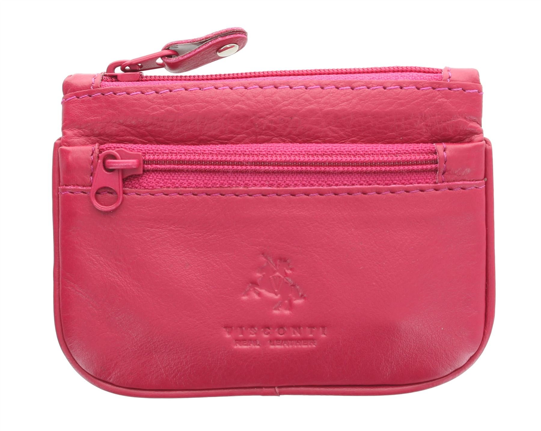 Visconti Leather Zip Top Coin Purse/Keycase CP3 Fuchsia