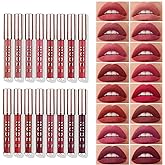 16 Pcs Matte Liquid Lipstick Makeup Set Velvety Liquid Lipstick Long Lasting Durable Nude Lip Gloss Beauty Cosmetics Set for 