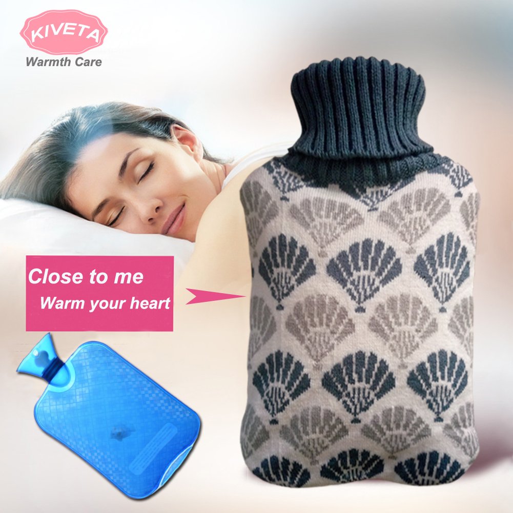 Hot Water Bottle Hot Water Bag with Knit Cover 2L Thicked PVC Retains Heat for 6 Hours Winter Warm Relaxing Heat Cold Therapy