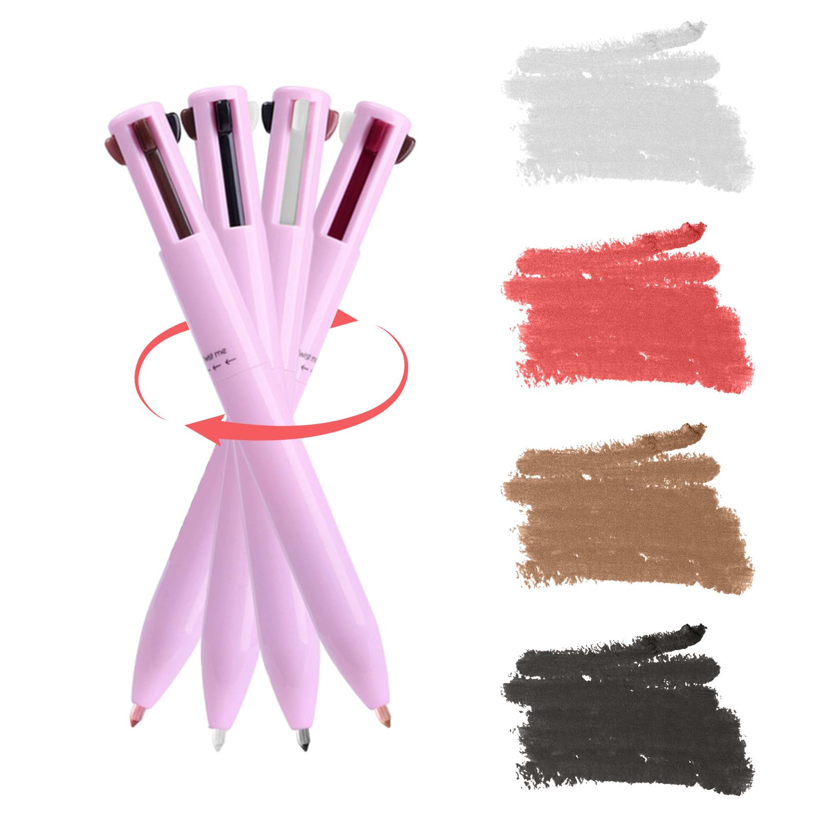 Beauty Searcher 4-in-1 Makeup Pen, Eye Liner, Brow Liner, Lip Liner, & Highlighter Pen, Waterproof All in One Makeup Pen Eye Long-Lasting 4 Color Multi-function Makeup Beauty Pencil