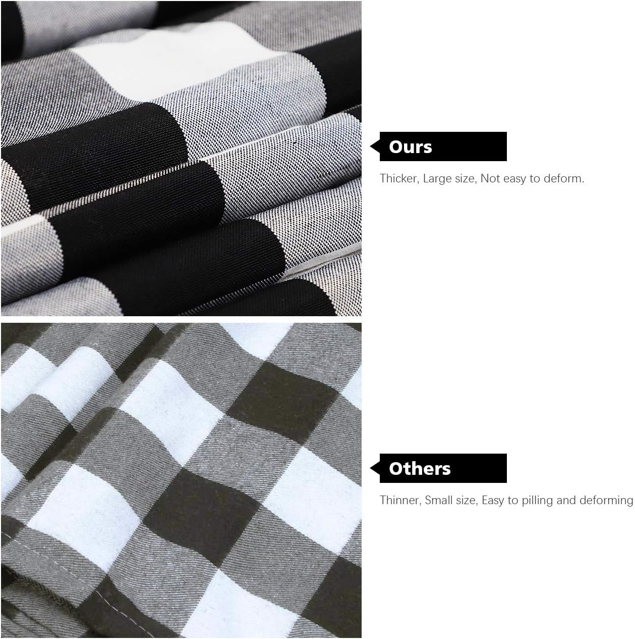 Syntus 14 x 108 inch Buffalo Check Table Runner Cotton-Polyester Blend Handmade Black and White Plaid for Family Dinner, Outdoor or Indoor Parties, Thanksgiving, Christmas & Gathering: Home & Kitchen