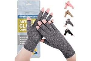 DRNAIETY Arthritis Compression Gloves for Hand Arthritis, Rheumatoid, Osteoarthritis, Carpal Tunnel Pain, Fingerless Compression Gloves, Breathable Moisture Wicking Gloves for Men & Women(Grey M)