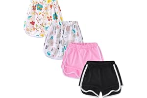 Girls Active Shorts 4 Pack Athletic Gym Outdoor Workout Running Beach Shorts 3-11 Years