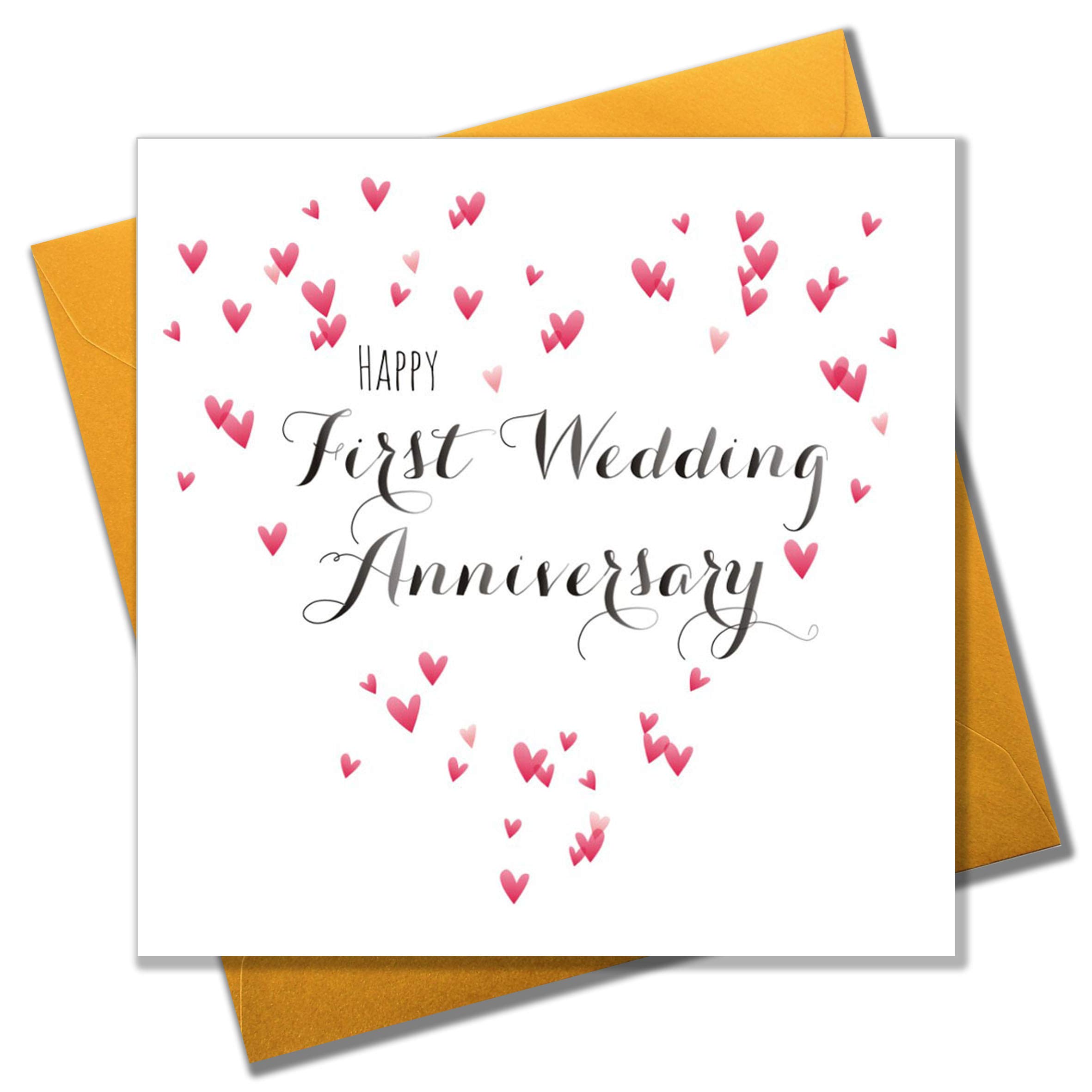 Claire Giles Greeting Cards, Happy First Wedding Anniversary Card, Heart design 1st Anniversary Greeting Card