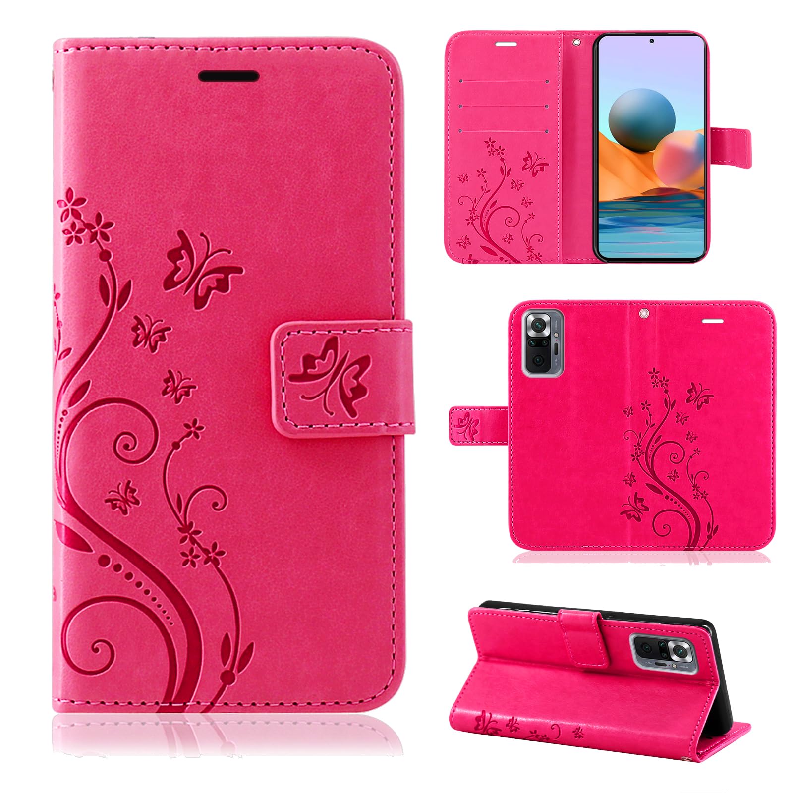 betterfon Mobile Phone Case for Xiaomi Redmi Note 10 Pro, Case Redmi Note 10 Pro Flip Case Protective Case with [Card Slots] [Quality TPU] Compatible with Xiaomi Redmi Note 10 Pro Pink