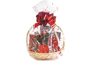 Morepack Valentine's Day Clear Basket Bags, 10 Pack 22x32 Inches Large Cellophane Bags Clear Printed Cellophane Wrap for Gift Baskets