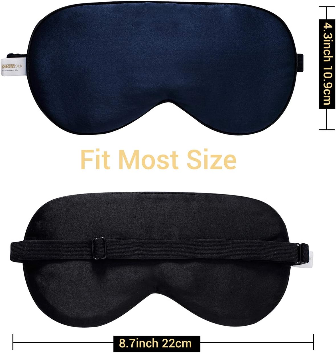 ZIMASILK 100% Natural Silk Sleep Mask,Adjustable Super-Smooth Soft Eye Mask for Sleep,12 Color Option(Navy Blue): Health & Personal Care