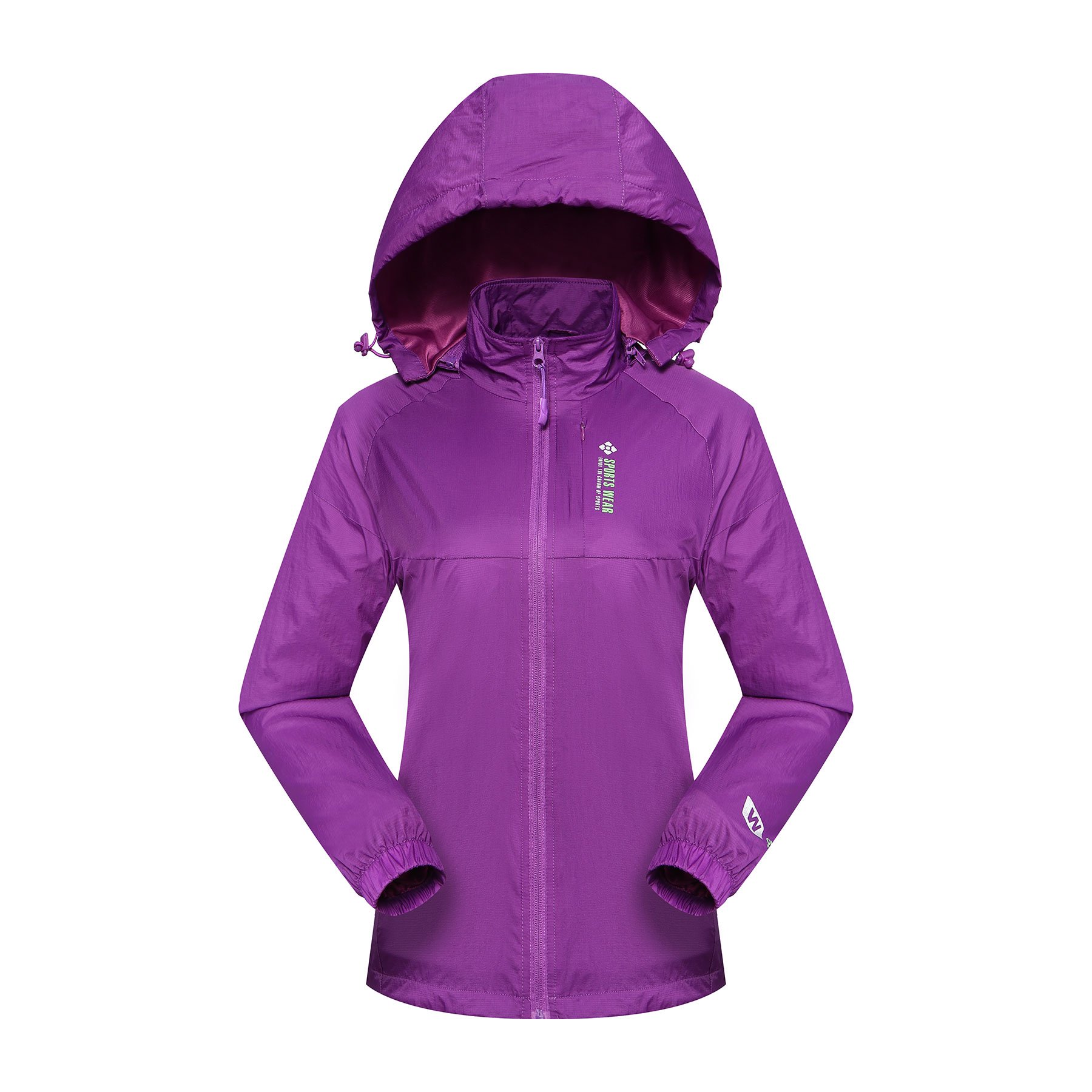 Diamond Candy Sportswear Women\'s Hooded Front-zipper Softshell Raincoat Waterproof Rain Jacket