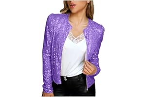DPTALR Womens Sequin Jacket Shiny Metallic Jacket 70s Disco Jacket Plsu Size Glitter Sparkly Blazer Open Front Blazer Coat