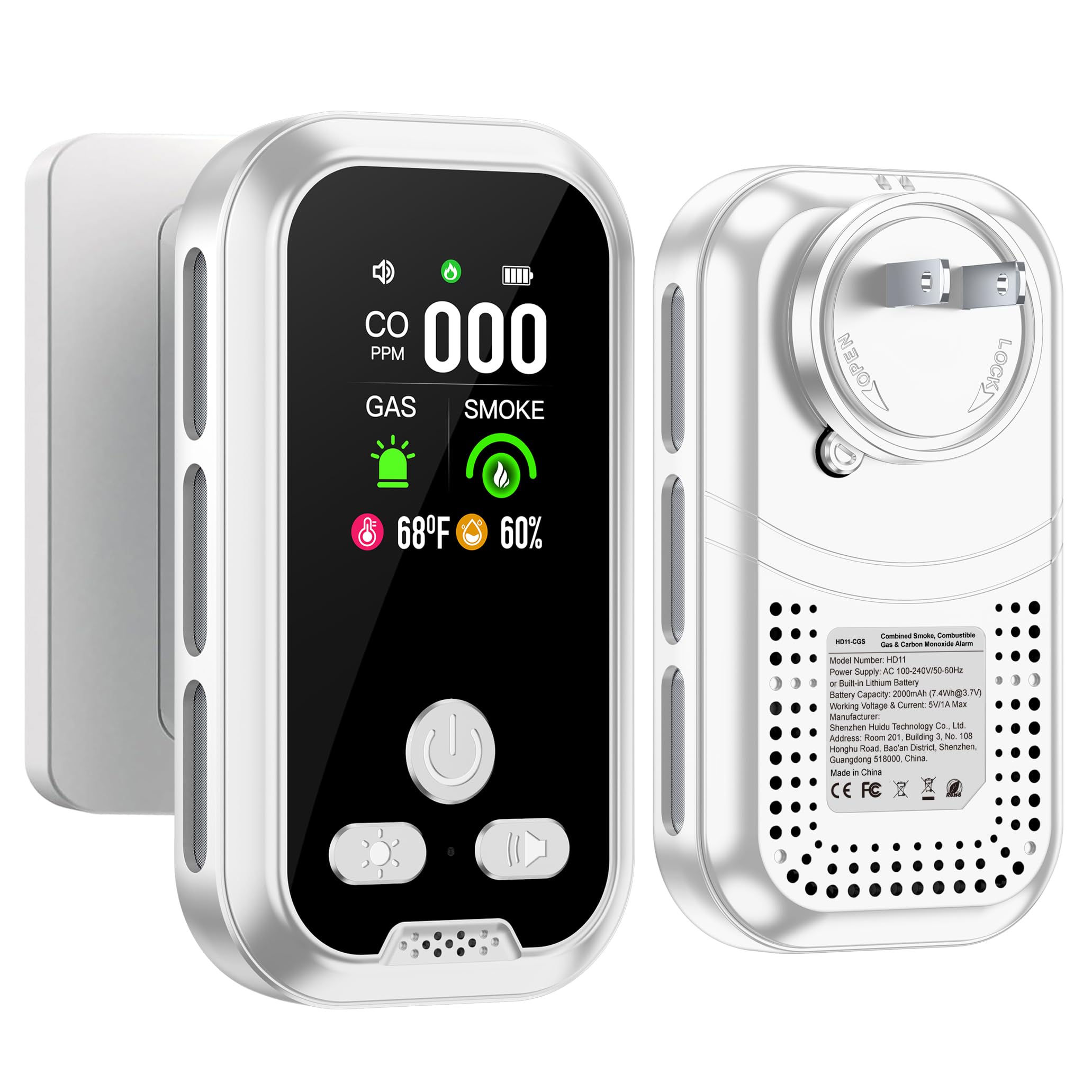 HAKINAKU 5in1 Plug in Smoke & Carbon Monoxide