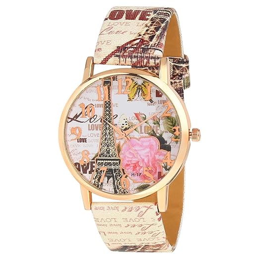 Shree Enterprise Watch with Paris Love Dial | Pink Colored | Casual Wear | Fashion Wear | Suitable for Girls &...