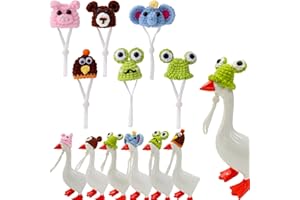Sinbana 6pcs Mini Desk Goose Knitting Hats, 7 Inch Knitting Small Adjustable Magnetic Outfits for Statue Knit Hat Accessory