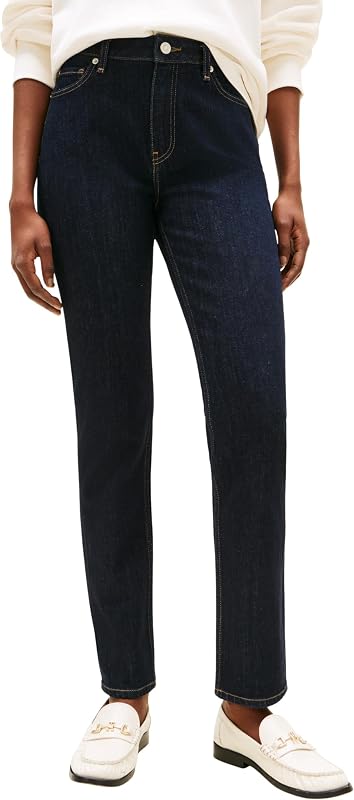 Damen Jeans Hose Rinse Slim Mid Rise, Blau (Denim Rinse 01), 24W/28L