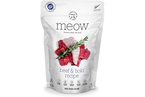 The New Zealand Natural Pet Food Co. Meow Freeze Dried Cat Food - Beef & Hoki Recipe, High Protein Cat Treats, Meals & Toppers, Dry Cat Food, 9.9 oz