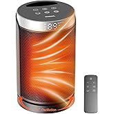 Space Heater, WINHL Small Portable Electric Heaters for Indoor Use with Thermostat and Remote, 70°Oscillation, 12H Timer, 5 Modes, 1500W PTC Ceramic Fast Safety Heat for Office Bedroom Home