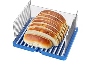 GIFHOMFIX Bread Slicer for Homemade Bread, 304 Stainless Steel Bread Cutter, Adjustable Sourdough Slicer, Foldable Bread Slicing Guide for Loaf, Bagel, Sandwich, Cakes, Blue