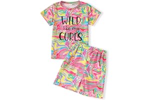 Ayzozuy Kids Girls Toddler Girls Clothing Heart Print T Shirt Top + Polka Dot Shorts with Belt Cute Skirts Summer Short Set