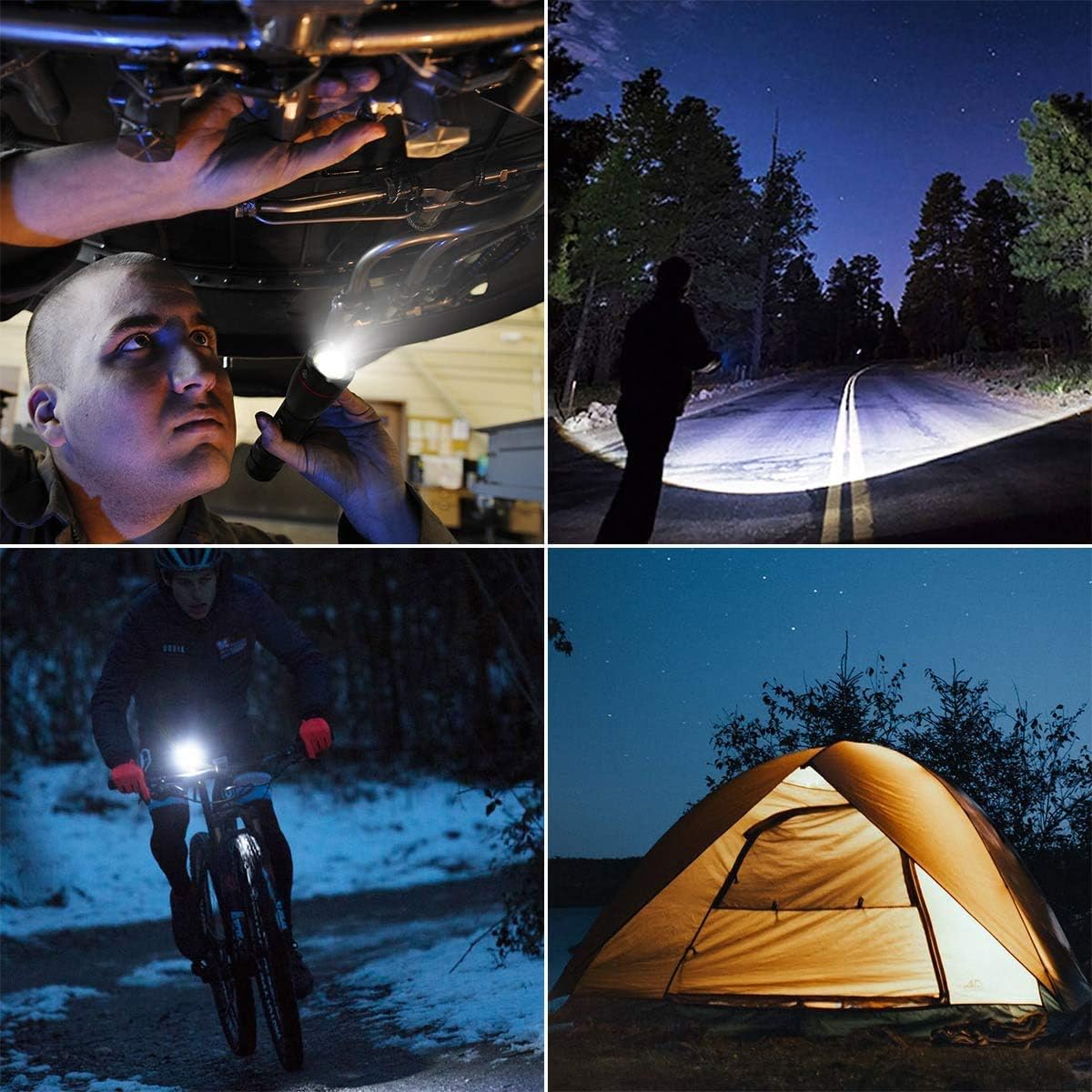 LE Rechargeable LED Flashlight, Zoomable Tactical Torch, 1000 Lumens Super Bright, IPX7 Waterproof, 5 Lighting Modes, Portable Handheld Flashlights for Camping, Running, Dog Walking and Emergency - - 