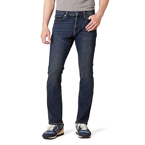 Amazon Essentials Men's Jeans, Slim Fit Stretch, Bootcut - Discontinued Colors, Dark Wash, 34W x 34L