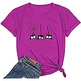 NIUBIA Women's T Shirts Summer Tops Simple Heart Graphic Shirts Sayings Short Sleeve Vacation Casual Blouse Thankful Tee