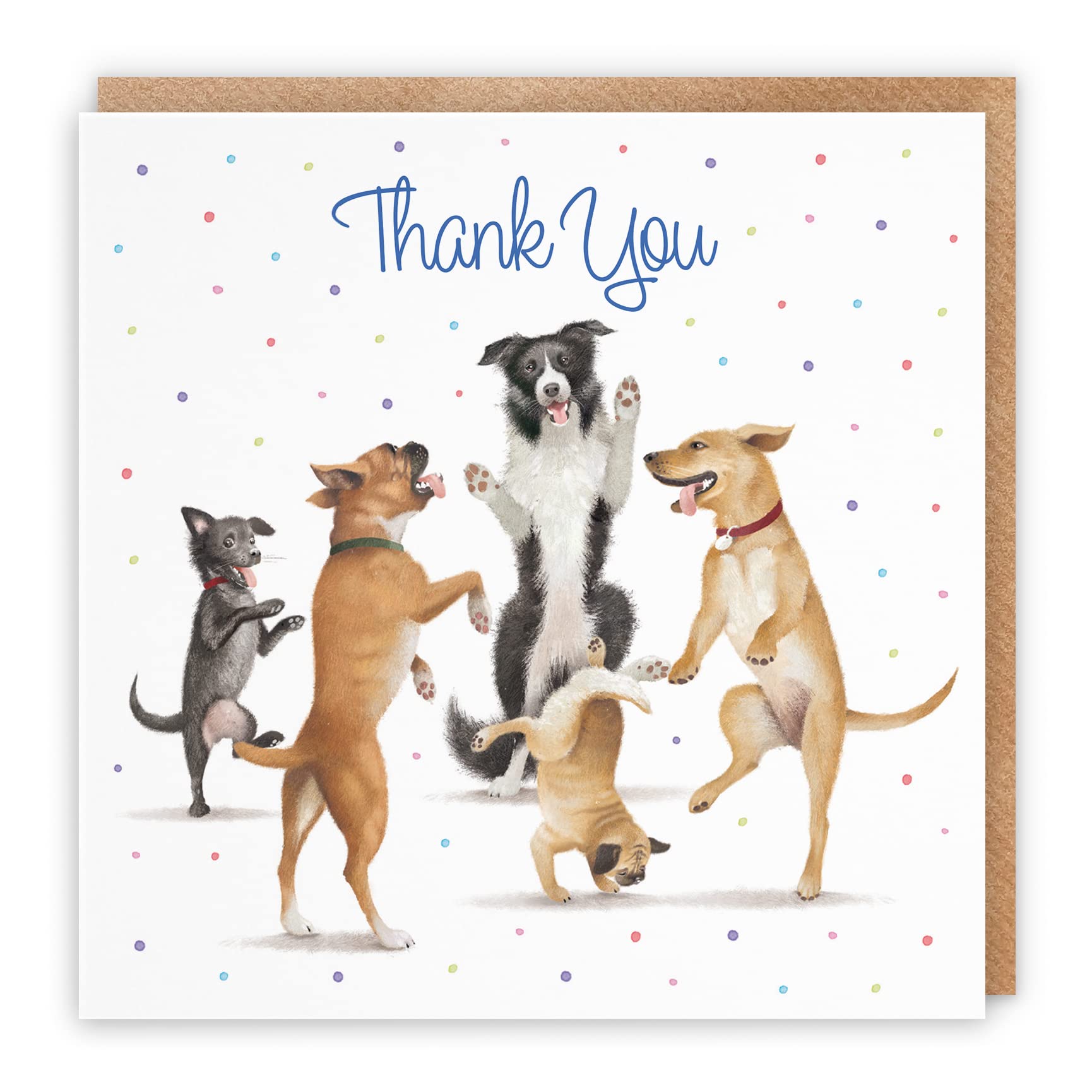 Hunts England Thank You Card For Him Or Her - Dancing Dogs - Thank You - Thank You Card For Men, Women, Baby Shower, Wedding, Teacher, Doctors, Nurses, etc. - Milo's Gallery Collection