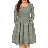 RITERA Plus Size Dresses Long Sleeve Rib Knit Dress High Waisted Womens Fall Winter Solid Color Casual Dress XL-5XL