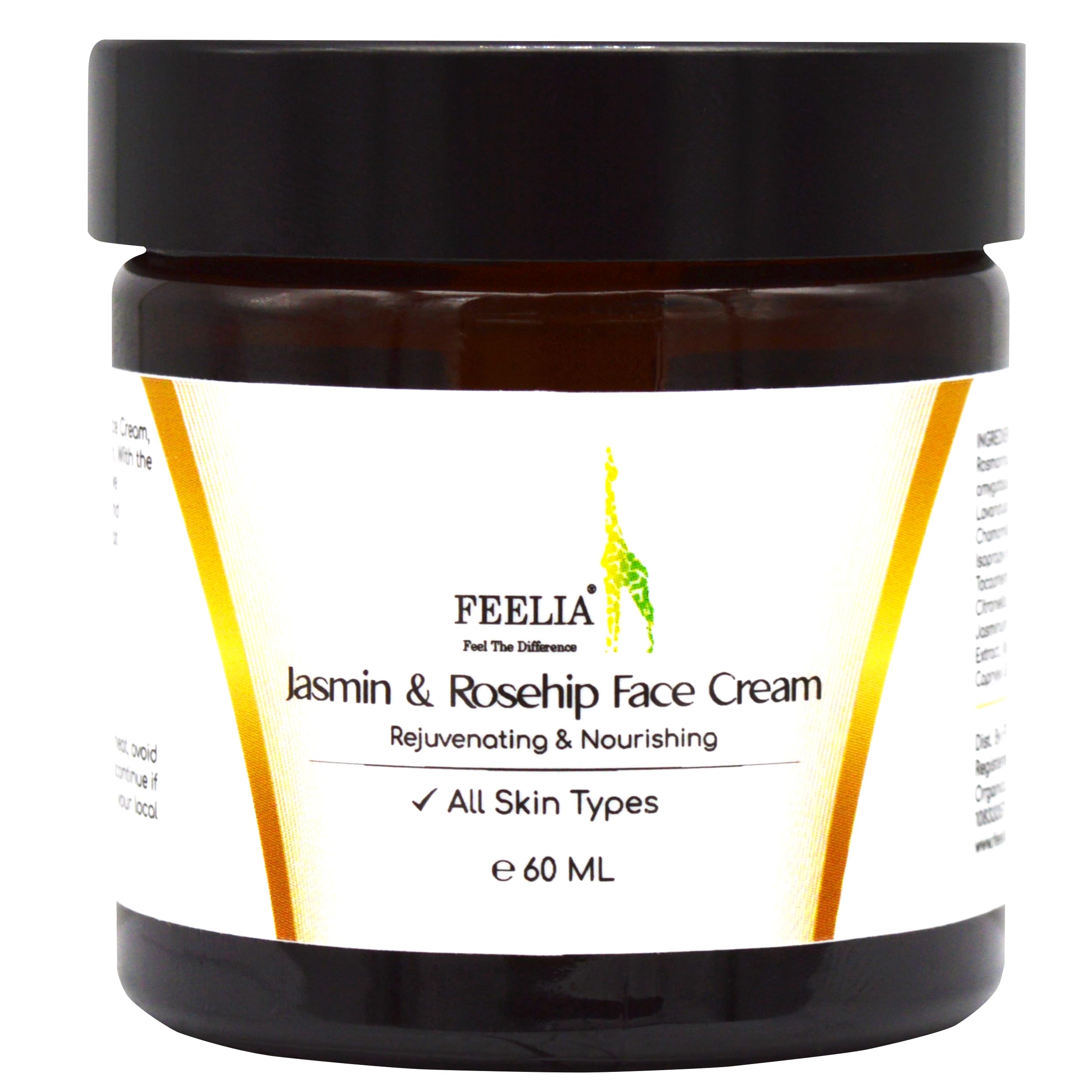 Feelia – Jasmin & Rosehip Face Cream, Conditioning & Nourishing, Brightening, A Great Daily Moisturiser Cream, With Mimosa, All Skin Types