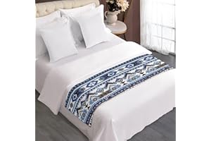 ZFRXIGN Western Bed Runners for Queen Size Bed Home Decorative Bedding Set Southwestern Bed Scarf for Hotel Guestroom Kitchen Table Runner Bedspread Protector Covers Aztec Blue