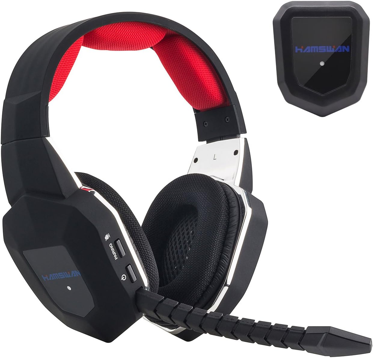 HAMSWAN Gaming Headset 2.4GHz Wireless Headphones with Detachable Mic and Rechargeable Battery for Xbox One, Xbox 360, PS3, PS4, PC, and TV