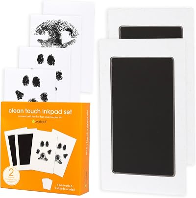 Pearhead Clean-Touch Ink Pad 2-Pack Pet Paw Print Kit Mess Free