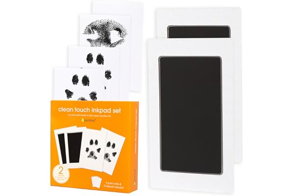 Pearhead Clean-Touch Ink Pad - Black, Pet 2-Pack, Pet Paw Print Keepsake, Cats or Dogs, Pet Owner Must Have Item, Pet Memory