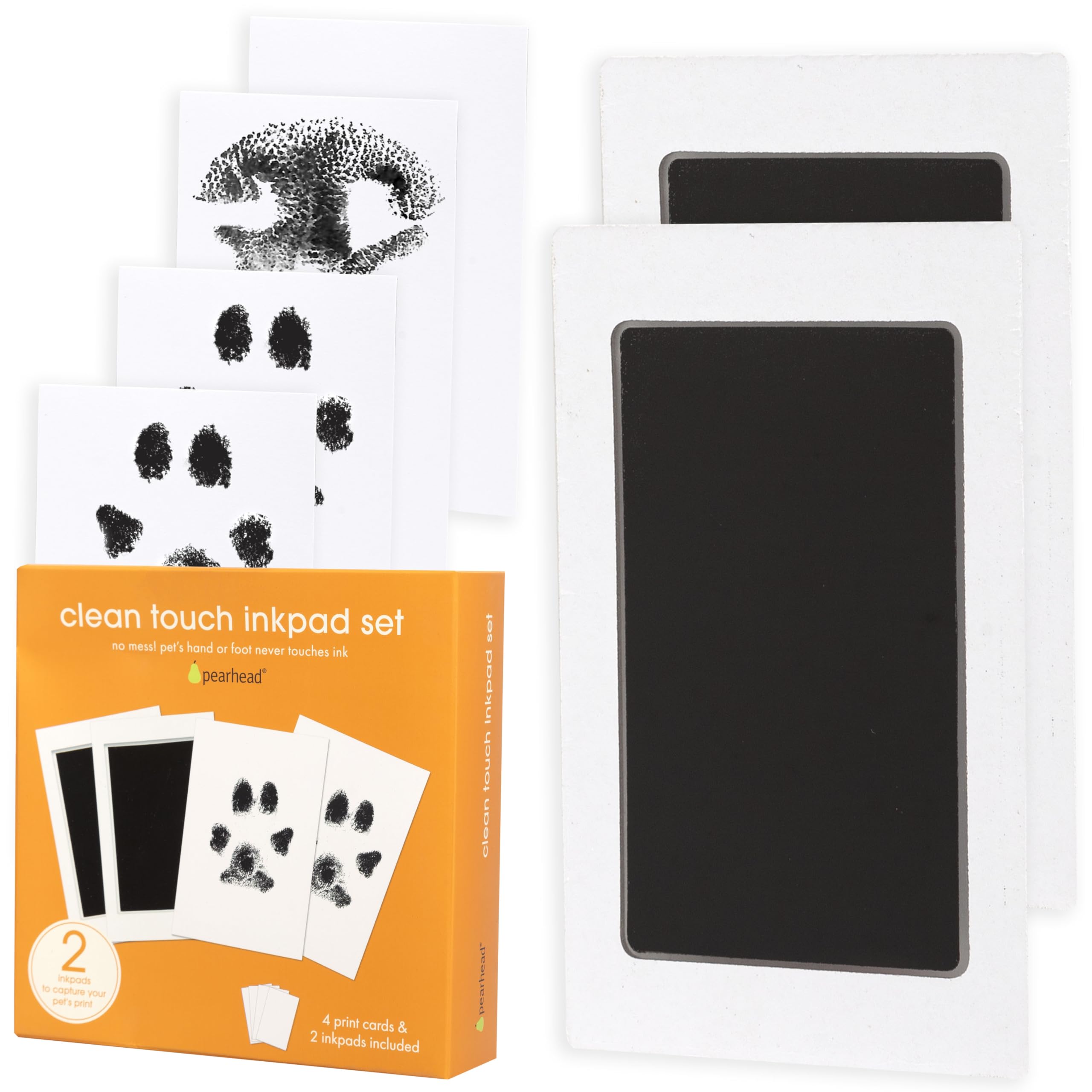 Pearhead Paw Print Clean-Touch Ink Pad, Mess Free Inkless Pet Impression Kit, Safe for Cats and Dogs, Pawprint Keepsake, Pack of 2