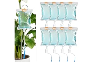 6 Pieces Self Watering Bags with Adjustable Flow Regulators & Hooks, Automatic Plant Waterer, Plant IV Water Bags, Vacation P