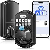 TEEHO TE012W WiFi Fingerprint Smart Door Lock for Front Door, Matte Black | App Remote Unlock, Fast Fingerprint, ANSI Grade 3 Security, IP55 Waterproof, Low Battery Alert, 2 Backup Keys, Easy Install